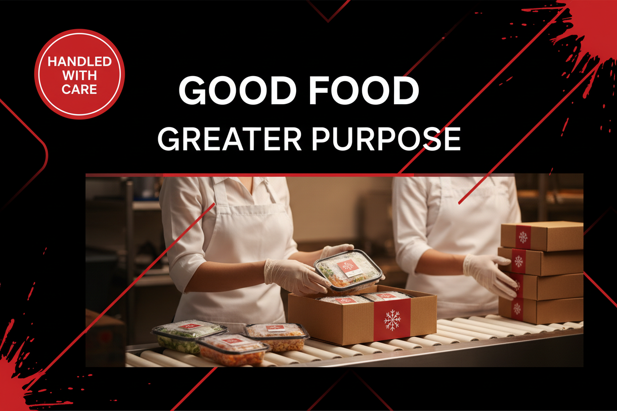 Good Food Greater Purpose Banner - Black and Red